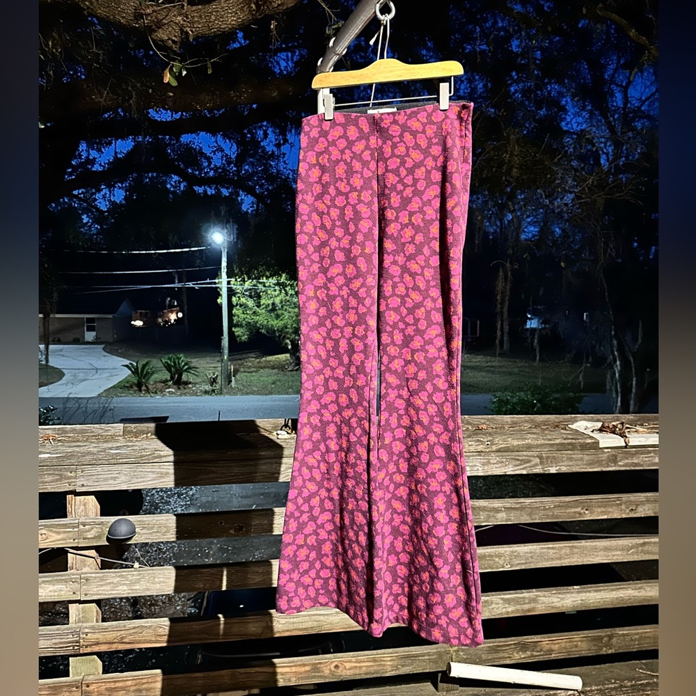 Anthropologie Pink Floral Boot Cut Pants